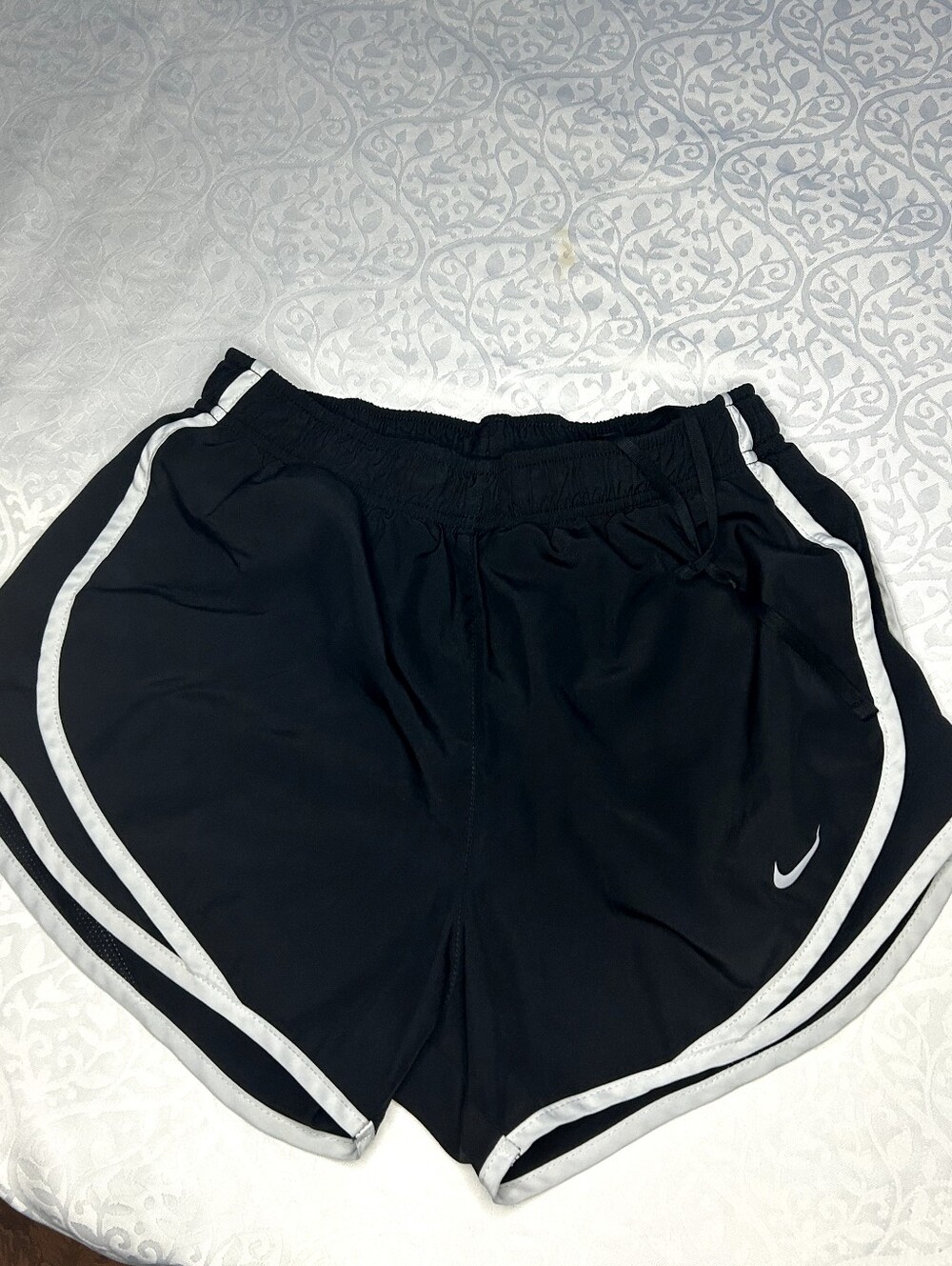 Nike Women's Black Athletic Shorts with White Piping